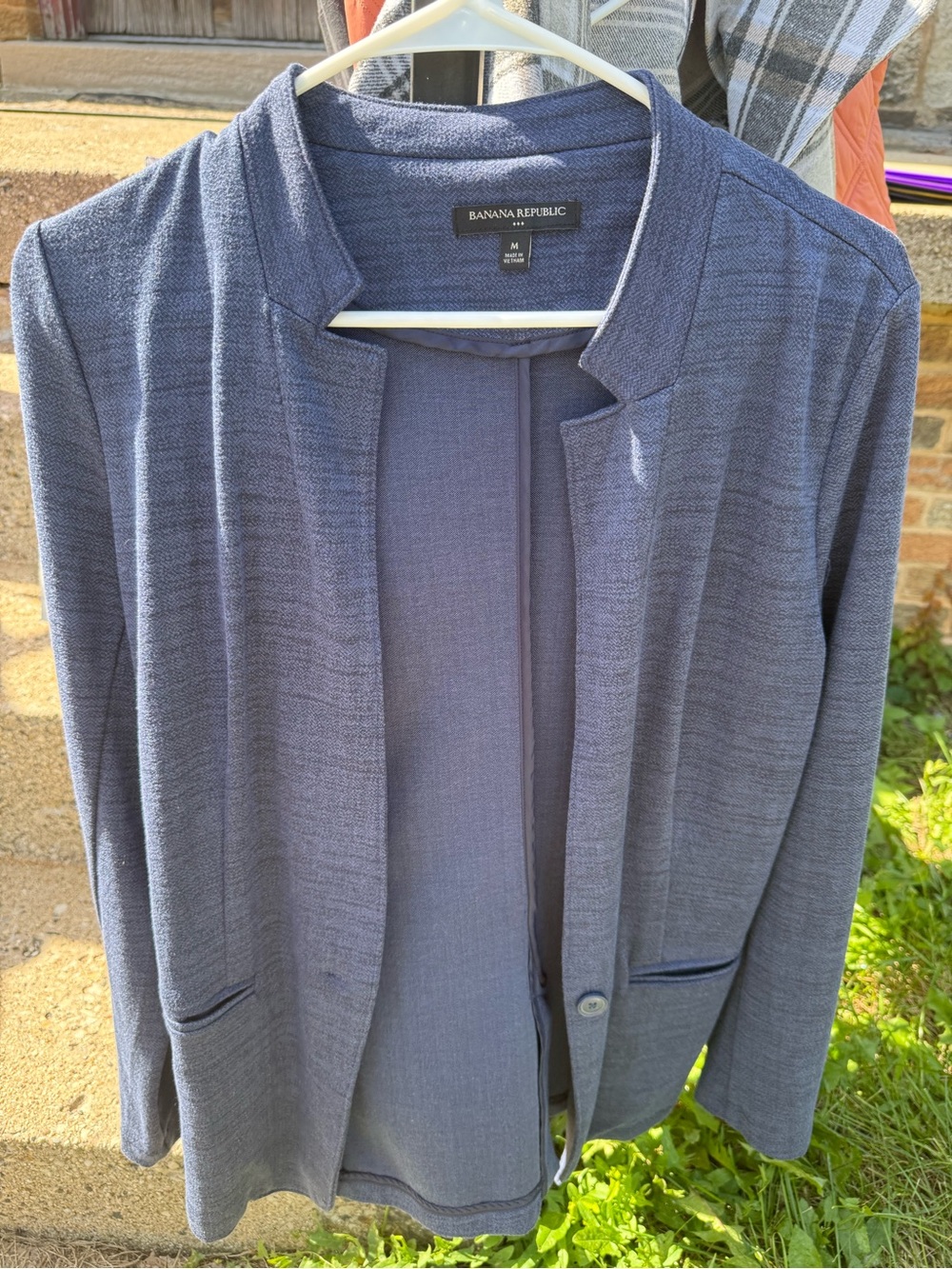 Banana Republic Women's Textured Navy Open Blazer